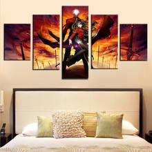 Anime Pictures Canvas Artwork 5 Pieces Fate Stay Night Archer Rin Tohsaka Poster Painting Frames Decor Kids Room Wall HD Prints 2024 - buy cheap