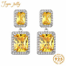 JoyceJelly Trendy Earrings for women 925 Sterling Silver Ruby Sapphire Yellow gemstone wedding earrings gifts wholesale 2021 2024 - buy cheap