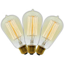 3 pçs/lote Handmade Edison Lâmpadas de Filamento De Carbono Edison Retro Vintage Lâmpada Incandescente de Vidro Claro 40 W/60 W 220V E27 ST58 2024 - compre barato