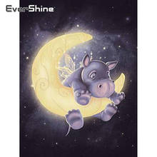 EverShine-pintura de diamante con punto de cruz de dibujos animados, bordado de diamantes de imitación cuadrados, Kits de imágenes de cuentas de hipopótamo 2024 - compra barato