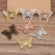 50pcs 25x35mm Metal Brass Filigree Butterfly Slice Charms Base Settings DIY Handmade Jewelry Findings 2024 - buy cheap