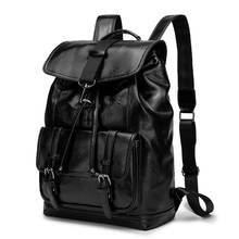 Mochila masculina de couro pu, mochila escolar moderna para computador com bolso à prova d'água para adolescentes estudantes 2024 - compre barato