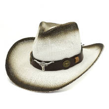 Chapéu de vaqueiro, preto, pintado por pulverizador, de papel, palha de couro, masculino, feminino, aba grande, chapéu de panamá, chapéu de sol, carnaval 2024 - compre barato