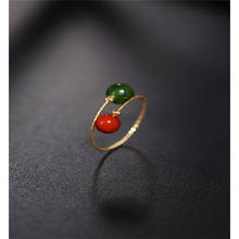 DAIMI Liangshan South Red Agate Hotan Jasper Ring gemstones Female Day Genuine Yellow 18K Gold Open Ring 2024 - buy cheap