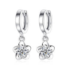 Trendy 925 Sterling Silver Cubic Zirconia Flower Hoop Earrings for Women Wedding Statement Jewelry Brincos Pendientes NY238 2024 - buy cheap