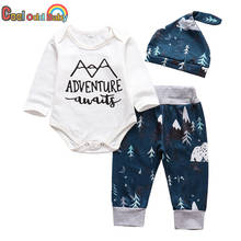 3Pcs Toddler Newborn Baby Boy Clothes Set Long Sleeve Letter Adventure Romper Tops+Pants and Hat Autumn Infant Clothing Outfits 2024 - buy cheap