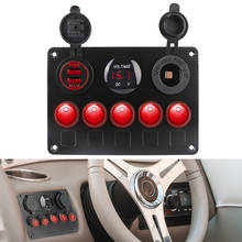 12V Outlet 5 Gang LED Toggle Rocker Car Switch Panel Dual USB Port Digital Voltmeter For Marine Car Truck Ship 2024 - buy cheap