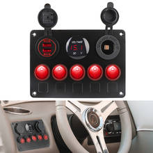 Panel de interruptor basculante para coche, voltímetro Digital con doble puerto USB, 12V de salida, 5 entradas, LED, para barco, camión, coche marino 2024 - compra barato