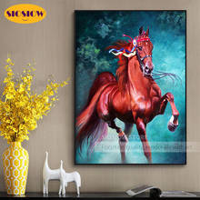 Full Drill 5d Diy Diamond Painting Red Horses Picture Animal Daimond Embroidery Square Round Mosaic Cross Stitch Kits Decor Home 2024 - buy cheap