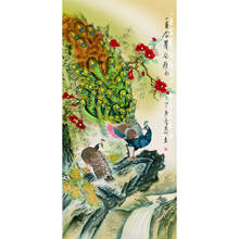 Pintura de seda chinesa de feng shui, arte de caligrafia decorativa para casa/escritório, rolo de parede 2024 - compre barato