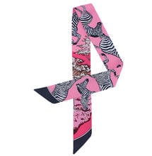 Новый универсальный шелковый шарф 85*5 см с принтом зебры, разнообразный волшебный Плетеный женский шарф с ручкой-лентой 2024 - купить недорого