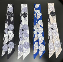 Bufanda de seda de sarga para mujer, pañuelo de marca de lujo, diseño de flores, para la muñeca 2024 - compra barato