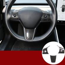 Auto Accessories For Tesla Model 3 2017-2019 Real Carbon Fiber  Steering Wheel Panel Cover Trims  Interior Car Accessories 3 Pcs 2024 - buy cheap