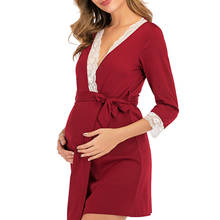 Spring Summer New Fashion Lace V-Neck Half Sleeve Maternity Clothes Dress Pregnant Pajamas Nursing Nightwear Robe Nightgown 2024 - buy cheap