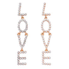 Elegant Big Love Letter Earrings Female Long Pearl Rhinestone Tassel Lovely Statement Earrings Female Valentines's Day Gift 2024 - buy cheap