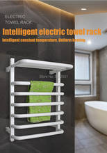 Aquecedor de toalha de banho elétrico 304 aço inoxidável sala de chuveiro aquecedor de toalha de banheiro aquecedor de toalha cremalheira cor preto e branco 2024 - compre barato