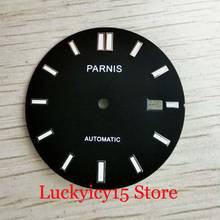 PARNIS 32,7 мм черный циферблат часы с окошком даты подходят NH35A механизм 2024 - купить недорого