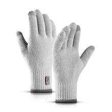 Новые зимние вязаные шерстяные перчатки для сенсорного экрана для мужчин и женщин, теплые короткие плюшевые накладки, полный палец, спортивные перчатки для велоспорта, катания на лыжах, варежки 2024 - купить недорого