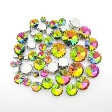 Rainbow glass crystal strass mix Rivoli round shape 7 sizes silver claw flatback sew on rhinestones clothes shoes diy decoration 2024 - buy cheap