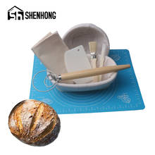 Shenhong cesta de vime banneton brotform para fermentação de pão, 8 peças, cesta de massa, faca de linho, barra de agitação 2024 - compre barato