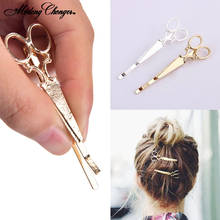 2 pçs moda delicada hairpin estilo coreano criativo ouro prateado tesoura forma feminina grampos de cabelo acessórios para o cabelo vendas quentes 2024 - compre barato