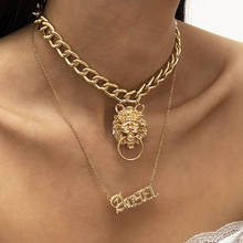 TARCLIY Trendy Thick Chain Lion Head Pendant Necklace Simple English Letter Thin Chain Set Necklace Women Punk Jewelry 202103 2024 - buy cheap