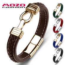 MOZO-pulsera de cuero genuino para hombre y mujer, brazalete de acero inoxidable, estilo Punk, Multicolor, 115 2024 - compra barato