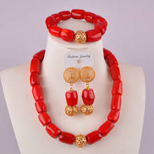 lovely red coral jewelry set nigerian wedding african coral beads necklace jewelry set C21-31-02 2024 - buy cheap