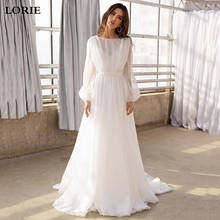 Lorie-vestido de noiva da princesa com manga bufante, modelo 2020, roupa de casamento aberta, com decote em v, costas em v, estilo boho, plus size 2024 - compre barato