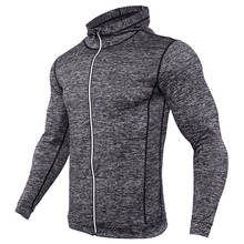 Jaqueta com capuz esportiva masculina, jaqueta de corrida de secagem rápida, moletom com capuz para ginástica, manga longa, outono, roupa esportiva 2024 - compre barato