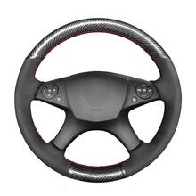 Cubierta de volante de coche de fibra de carbono, gamuza negra cosida a mano para Mercedes Benz W204 Clase C 2007-2010 C280 C230 C180 C260 2024 - compra barato