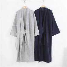 New Design Japanese Style Long Kimono Robe Men's Nightwear Bathrobe Cotton Comfortable Home Suit Robe Sleepwear Daily Casual 2024 - buy cheap