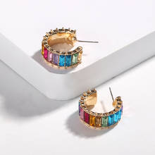 Brincos brilhantes de strass da moda hysecchic, com parafuso de cristal colorido para mulheres, presentes de joias para casamento 2024 - compre barato