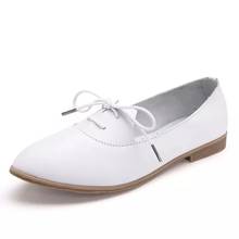 Zapatos planos de Ballet para mujer, zapatillas de cuero con punta en pico, mocasines blancos con cordones para Primavera, Xkd1061 2024 - compra barato