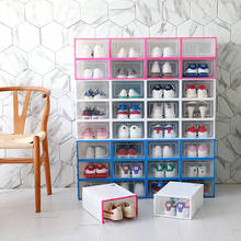 6 Pcs Plastic Foldable Shoes Box Transparent Crystal Storage Shoe Box Household Clamshell Men Shoe Box Dust-proof Storage Boxes 2024 - buy cheap