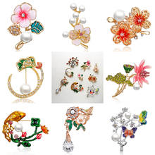 Rinhoo New Popular Pearl Rhinestone Brooch Pin Elegant Flower Enamel Brooches For Women Party Banquet Weddings Brooch Jewelry 2024 - buy cheap