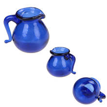 1PC Dinning Room Blue Glass Water Pitcher Jar Pot 1/12 Scale Kitchen Water Jar Pot Dollhouse Miniature 2024 - buy cheap