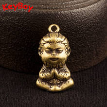 Brass Cute Little Monkey Mini Figures Keychain Pendant Decor Jewelry Vintage Copper Buddha Monkey King Men Car Key Chain Hanging 2024 - buy cheap