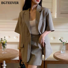 BGTEEVER-Conjunto de 2 piezas de moda para mujer, Blazer de manga corta y cintura alta, minifalda de corte en A, trajes de falda femenina de verano 2024 - compra barato