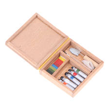 Новый 1:12 Кукольный домик Миниатюрный художник Краска Ручка деревянная коробка игрушки для кукол 2024 - купить недорого