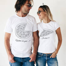 Love Romantic Matching Tee Tops Clothes His and Hers Shirts Couple T-shirts Set "PIZZA" Set of 2 Couple T-shirts 2024 - buy cheap