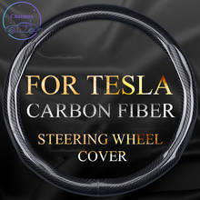 Capa de volante de fibra de carbono para tesla model 3 y modelo s x 2008-2020 anti-deslizamento sentir conforto universal 38cm 15 polegadas 2024 - compre barato