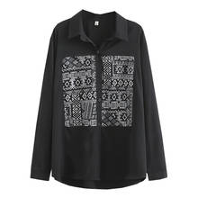 Primavera/outono plus size camisa feminina 2021 moda casual roupas soltas manga longa tops vintage contraste blusas 2024 - compre barato