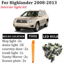 Kit de pacote de lâmpadas led para interior de veículos, sem erros, para 2008, 2009, 2010, 2011, 2012, toyota highlander 2024 - compre barato