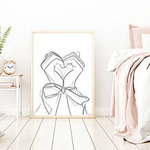 Póster romántico con estampado de lienzo para dormitorio, imagen de pintura abstracta con dibujo de una línea, regalos para parejas, Arte de la pared Decoración 2024 - compra barato