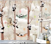 Papel de parede foto personalizada para paredes 3 d, poster de panda, simples, mural de parede para quarto infantil, decoração para casa 2024 - compre barato