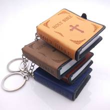 QIGO Cross Leather Mini Holy Bible Key Chain For Men Women Religious Jewelry 2024 - buy cheap