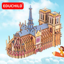 3D Puzzle Building Wood Construction Model Notre Dame de Paris Children Over 8 Years DIY Creative Education Kids Jigsaw Toy Gift 2024 - buy cheap