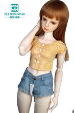 Bjd acessórios para 58-60cm 1/3 sd bonecas roupas brinquedos bola articulada boneca moda xadrez camisa, jeans shorts presente da menina 2024 - compre barato