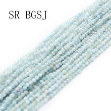 Free Shipping 3mm Faceted Blue Mixed Aquamarines Aqua Gems Stone Spacer Bail Round DIY Seed Beads Strand 15" 2024 - buy cheap